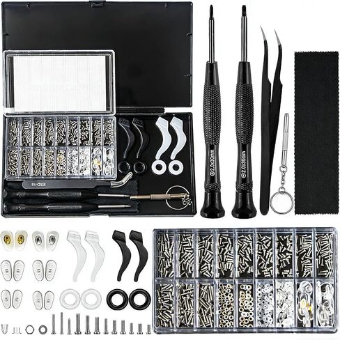 مجموعة إصلاح النظارات المغناطيسية الكل في واحد مع مسامير، مع براغي النظارات المتوافقة، وسادات أنف من السيليكون، وملقط، ومفك براغي دقيق، ومناسبة لمختلف النظارات وإصلاح النظارات الشمسية in Kuwait