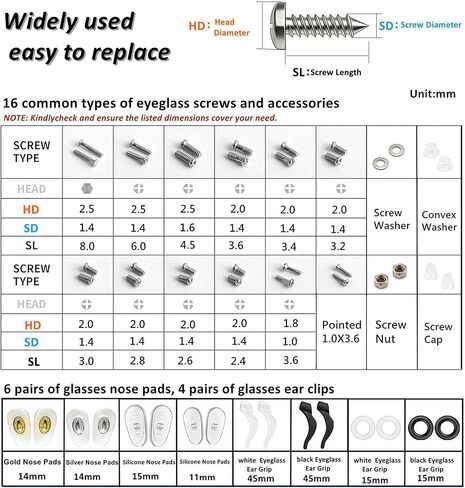 مجموعة إصلاح النظارات المغناطيسية الكل في واحد مع مسامير، مع براغي النظارات المتوافقة، وسادات أنف من السيليكون، وملقط، ومفك براغي دقيق، ومناسبة لمختلف النظارات وإصلاح النظارات الشمسية in Kuwait