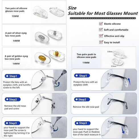مجموعة إصلاح النظارات المغناطيسية الكل في واحد مع مسامير، مع براغي النظارات المتوافقة، وسادات أنف من السيليكون، وملقط، ومفك براغي دقيق، ومناسبة لمختلف النظارات وإصلاح النظارات الشمسية in Kuwait
