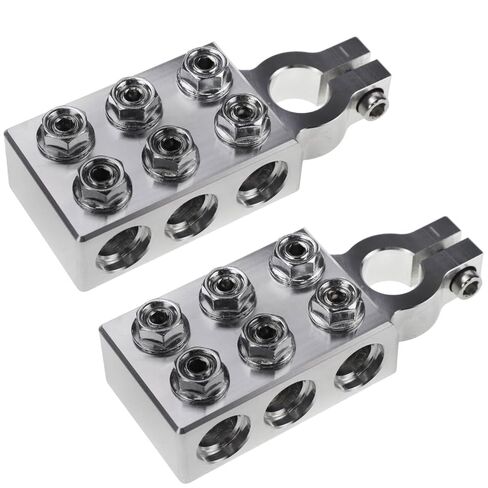 8 Way Battery Terminal Connectors for Lithium or AGM Lead-Acid Battery, 4/0(XL) AWG Gauge Positive/Negative (+/-) Lead Acid Battery Terminal Clamps for SAE/DIN/EN Tapered Top Post 1 Pair in Saudi Arabia