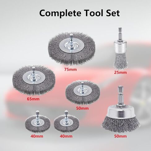 7 Pack Carbon Steel Wire Wheel and Pen Brush Set Wire Brush for Drill Pen Brush Set with 1/4-Inch Hex Shank for Cleaning Rust Corrosion & Scrub Surfaces in Kuwait