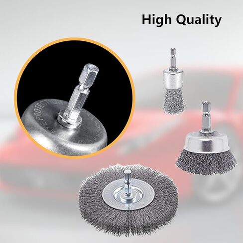 7 Pack Carbon Steel Wire Wheel and Pen Brush Set Wire Brush for Drill Pen Brush Set with 1/4-Inch Hex Shank for Cleaning Rust Corrosion & Scrub Surfaces in Kuwait