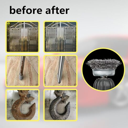 7 Pack Carbon Steel Wire Wheel and Pen Brush Set Wire Brush for Drill Pen Brush Set with 1/4-Inch Hex Shank for Cleaning Rust Corrosion & Scrub Surfaces in Kuwait