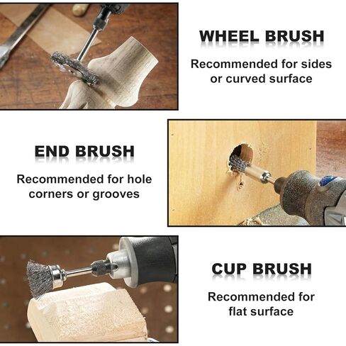 9pcs Stainless Steel Polishing Wire Brushes, Polishing Abrasive Drill Wire Wheel Brushes, 3 Styles Wheels Rotary Tools for Cleaning Buffing Metal Wood Glass Hand Drill- Silver in Saudi Arabia