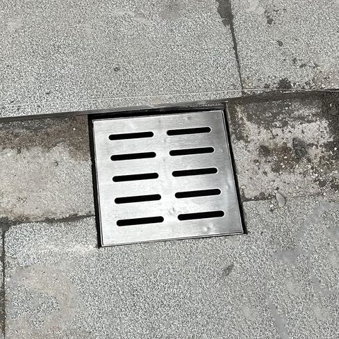Removable Trough Guttering Drain Grate 4-16 Inch, Stainless Steel Frame Outdoor Square Channel Grating, Decorative Well Covers for Concrete Floor, 15x15x2cm in Kuwait