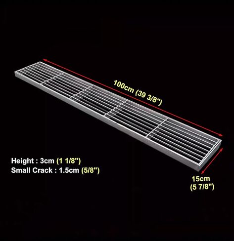 Heavy Duty 304 Stainless Steel Bar Grating for Garden Drainage, Metal Gutter Grate Plate, Sewer Channel Cover (100x15cm/39.4x5.9in) - Durable & Rust-Resistant in Kuwait