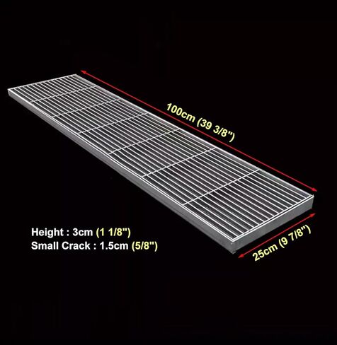 Heavy Duty 304 Stainless Steel Bar Grating for Garden/Yard, Metal Drain Grate Plate for Rain Gutter, Sewer/Channel Drainage Cover (100x25cm/39.4x9.8in) in Kuwait