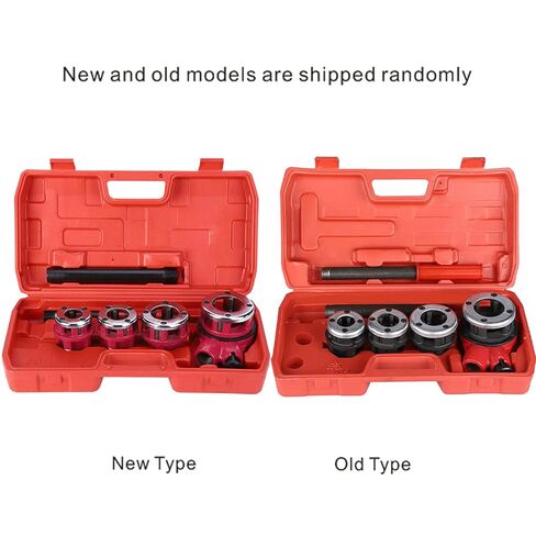 Pipe Threading Kit 4 Dies with 2 Handle, Ratchet Head for 1/2, 3/4, 1, 1-1/4 Inch Pipe Threads, Cast Iron, Swarf Removal Holes, Plastic Box for Storage in Saudi Arabia