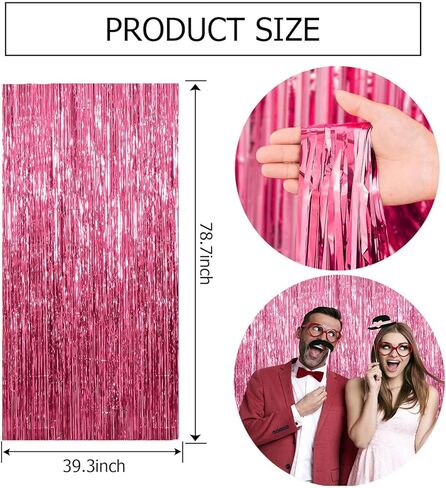 4 Pack Gold Foil Fringe Curtain Metallic Shiny Tinsel Backdrop Party Decorations Gold Wall Decor Backdrop Door Streamers for Birthday, New Year, Graduation, Baby Shower, Gender Reveal, Disco, Wedding in Saudi Arabia