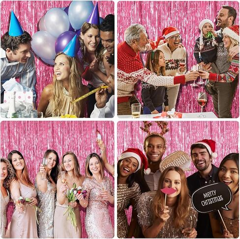 4 Pack Gold Foil Fringe Curtain Metallic Shiny Tinsel Backdrop Party Decorations Gold Wall Decor Backdrop Door Streamers for Birthday, New Year, Graduation, Baby Shower, Gender Reveal, Disco, Wedding in Saudi Arabia
