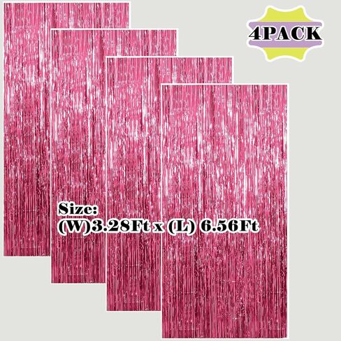 4 Pack Gold Foil Fringe Curtain Metallic Shiny Tinsel Backdrop Party Decorations Gold Wall Decor Backdrop Door Streamers for Birthday, New Year, Graduation, Baby Shower, Gender Reveal, Disco, Wedding in Saudi Arabia