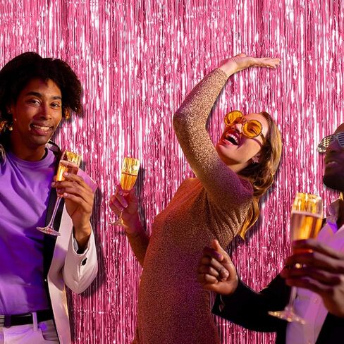 4 Pack Gold Foil Fringe Curtain Metallic Shiny Tinsel Backdrop Party Decorations Gold Wall Decor Backdrop Door Streamers for Birthday, New Year, Graduation, Baby Shower, Gender Reveal, Disco, Wedding in Saudi Arabia