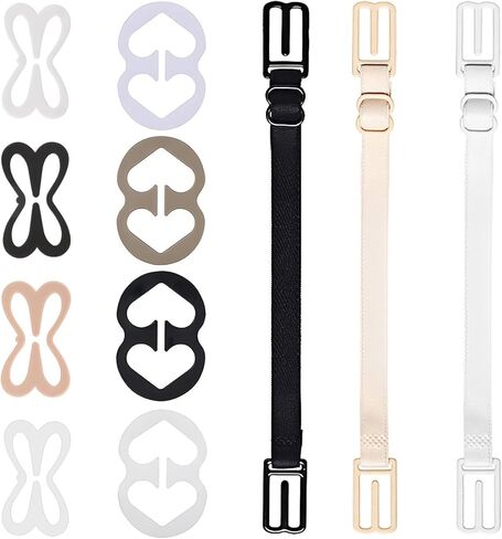 مقاطع حزام صدرية ، مقاطع صدرية 12pcs لصنع Racerback ، حاملي حزام حمالة الصدر للانزلاق ، مقاطع حمالة صدرية قابلة للتعديل لإخفاء الأشرطة - انشقاق محول حمالة الصدر (أسود ، بيج ، أبيض ، واضح) in Kuwait