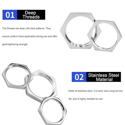 nut,Hexagonal nut, 304 Stainless Steel Hex - Shaped Pipe Fitting Thin Lock Nut with Female Fastening for Plumbing in Saudi Arabia