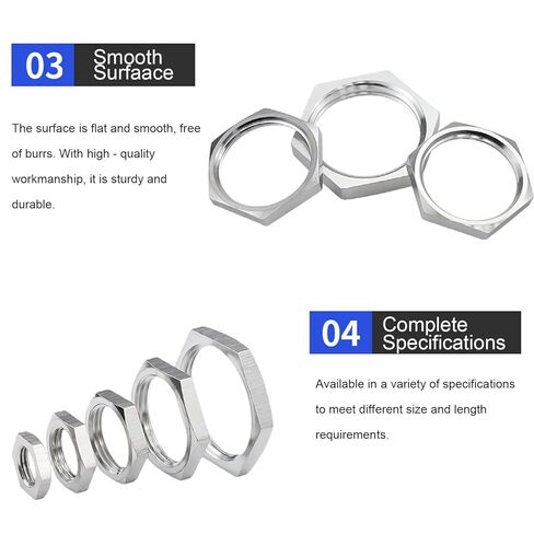 nut,Hexagonal nut, 304 Stainless Steel Hex - Shaped Pipe Fitting Thin Lock Nut with Female Fastening for Plumbing in Saudi Arabia