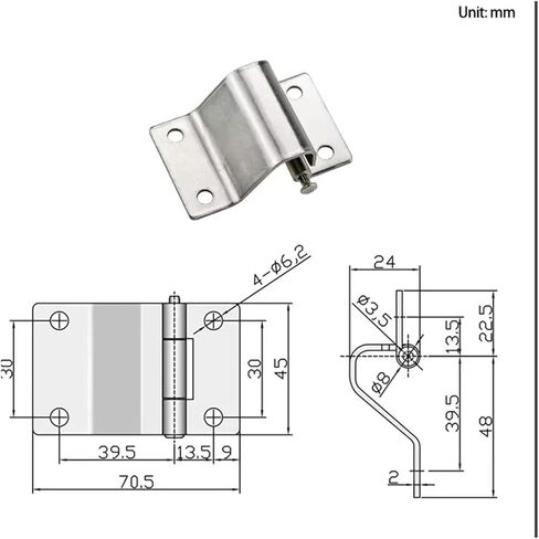 مفصلات محدبة من الفولاذ المقاوم للصدأ باب خزانة صناعية كبيرة وصغيرة ميكانيكية 1 قطعة (مع ثقوب) in Kuwait