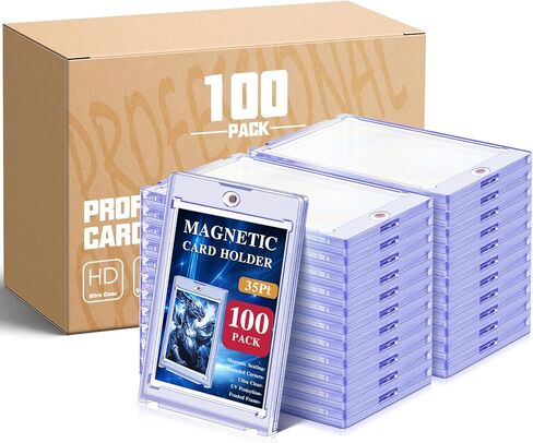 50ct Magnetic Card Holders for Trading Cards, 35pt Acrylic Card Protectors Baseball Card Display Case Fit for Sports Cards, MTG Cards,Standard Cards in Kuwait