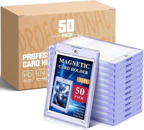 50ct Magnetic Card Holders for Trading Cards, 35pt Acrylic Card Protectors Baseball Card Display Case Fit for Sports Cards, MTG Cards,Standard Cards in Kuwait