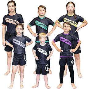KOMBAT USA Kids Rash Guards for Boys & Girls, Ranked Youth BJJ Rash Guard, Half Sleeve Compression Rash Guard, IBJJF Accepted in Kuwait