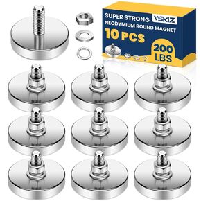 10 Packs Super Strong Neodymium Round Magnet with M8 Male Thread Nuts Bolts 200 lb Corrosion-Resistant Mounting Magnet for Lighting Camera and Other Brackets Outdoor Tools 44mm D in Kuwait