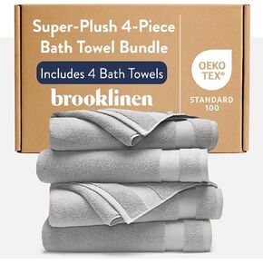 مناشف حمام بروكلين فائقة النعومة مصنوعة من القطن التركي بنسبة 100% - مجموعة من 4-770 جرام لكل متر مربع، عالية الامتصاص، قابلة للغسل في الغسالة، مجموعة مناشف حمام مثالية للمنزل والحمام (30 بوصة × 58 بوصة، رمادي بيوتر) in Kuwait