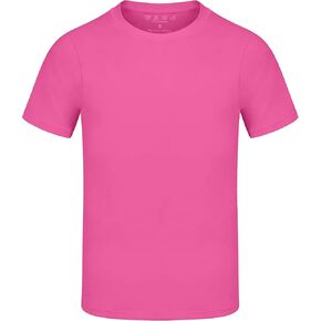 Boys UPF 50+ Swim Shirt, Kids Short Sleeve Rash Guard, UV Sun Protection Athletic Sports Neon T Shirt Undershirt in Kuwait