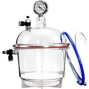 Polycarbonate Vacuum Desiccator, Lab Vacuum Desiccator with Negative Pressure Plus Air Meter and 150mm Double Valve, Vacuum Dryer Jar for Laboratory Research Vacuum Drying Storage., White in Saudi Arabia
