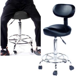 كرسي سرج دوار مريح مع مسند للظهر ومسند للقدمين، مقعد دوار لاستخدام خبير تجميل الأسنان، ارتفاع قابل للتعديل 58-76 سم، شديد التحمل، عجلات 360 درجة، بحد أقصى 200 كجم in Kuwait