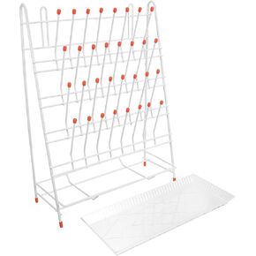 رف تجفيف أنبوب اختبار المختبر مع 32 فتحة رف تجفيف الزجاجات المطلي بالبلاستيك للأواني الزجاجية للمختبر للاستخدام العلمي in Kuwait