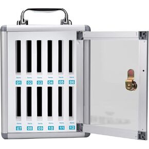 Phone Storage Cabinet Exam Test Mobile Phone Management Box School Mobile Phone Storage Box Mobile Phone Storage Cabinet with Cooling Holes Office Wall Mounted Cell,Silver-12 bits in Kuwait