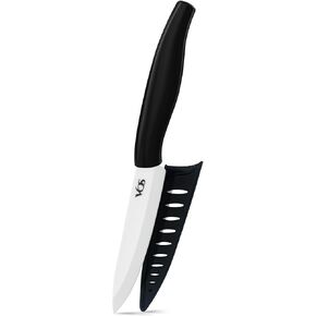 سكين التقشير السيراميكي من فوس - شفرة زركونيا 4 بوصة مع غطاء غمد - مقبض سكين المطبخ للفواكه والخضروات (أخضر) in Kuwait