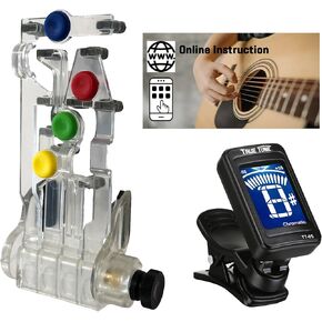 ChordBuddy Guitar Learning Device Teaching Aid LEFT HANDED Chord Buddy Unit Only with Instrument Alley True Tune Chromatic Tuner, Online Video Lessons Bundle Genuine USA Product For Lefty Players in Kuwait