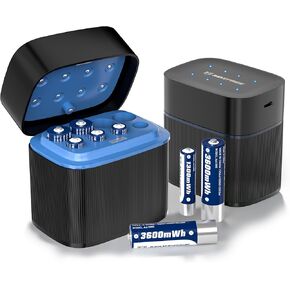 Maxfree قابلة لإعادة الشحن الليثيوم الليثيوم مع شاحن ، 8 عبوات 1.5 فولت 3600MWH ضعف البطاريات مع شاشة LED ، شاحن ثنائي الأغراض ل AA Lithium & Nimh-شحن سريع للكاميرات ، ألعاب ، أجهزة التحكم عن بعد in Kuwait