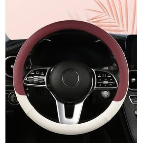 Car Anti-Slip Leather Steering Wheel Cover Universal car Steering Wheel Protective Cover Fashion Style 38cm Type O (Pink) in Kuwait