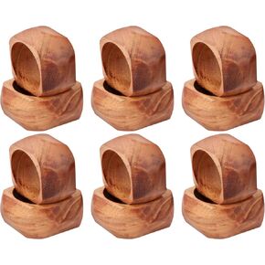 مجموعة من 12 حلقة مناديل خشبية مزخرفة - حامل مناديل ثلاثي الحلقات مصنوع يدويًا لديكور سطح الطاولة لتناول الطعام الأنيق، وحفلات الزفاف، والحفلات، والمنزل، والهدايا، والاستخدام اليومي (بني) - نظيف in Kuwait