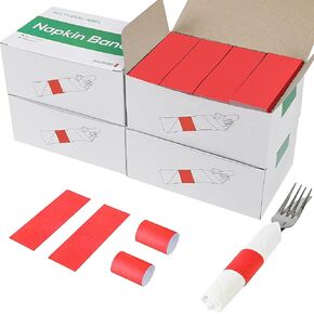 NATURALABEL Bulk Pack of 8,000, Self-Adhesive Napkin Bands for Small Business, Restaurants, Events - 4 Boxes, 2000 per Box (Red) in Kuwait