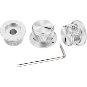 Aluminium Guitar Knobs, 1/4" Top Hat Style Flat-Top Guitar Volume & Tone Control Knobs for Fender Strat Telecaster Les Paul Electric Guitars or Basses (Silver) in Saudi Arabia