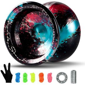 yoyo x5 المحترف غير المستجيب للمحترفين و yoyos المستجيبة للأطفال المبتدئين - محامل قابلة للاستبدال غير مستجيبة ، قفازات ، أداة محمل الإزالة و 5 حبال مشمولة (باللون الأسود الأحمر) in Kuwait