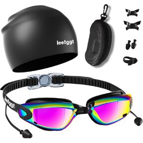 Swim Goggles+Swim Cap, No Leak Anti-Fog & UV，Swimming Goggles Full Protection Adult Men Women Youth（6 in 1） in Saudi Arabia