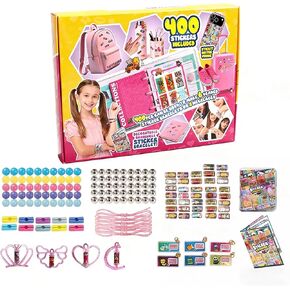 Jreiiolk Sticky Rolls Bracelet Craft Kit - 350 Reusable Mini Stickers Roll, 60-Page Collector Book, 8 Sticker Rolls Accessories | DIY Bracelet and Necklace Set for Kids Ages 5-12 in Kuwait
