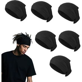 6 قطع من عمامة دريدلوك من الألياف اللدنة، قبعة دريدلوك مرنة واسعة للرجال، أغطية رأس سوداء ناعمة من أجل لوكس، ملحقات دريدلوك in Kuwait