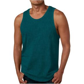 Mens Solid Sleeveless Vest Basic Casual Pullover Tank Top Summer Lightweight Breathable Soft Everyday Crew Neck Shirts in Saudi Arabia
