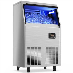 Coolski Commercial Under Counter Ice Maker, 100lbs/24H, ETL & DOE Certificated, 45pcs with 35lbs Storage Bin, Fan Cooling System Stainless Steel Freestanding Ice Machine for Bar Home Office Church in Kuwait