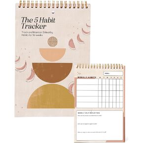 مجموعة I Know Weekly Habit Tracker - مجلة تعقب العادات لمدة 17 أسبوعًا مع قسم التأمل الذاتي - مخطط العادات الحلزوني الذهبي لتتبع التقدم - ورق بطاقات سميك - مجلة ADHD in Kuwait