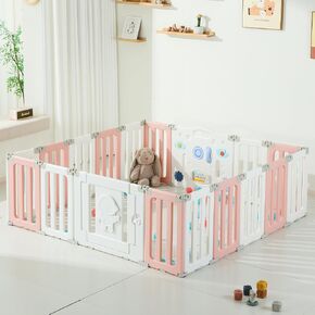Baby Play Pen, Foldable Play Pens for Babies and Toddlers, 14 Panels Extra Large Baby Playpen, Astronauts Portable Fence, Kids Gate Playpen Yard - Grey in Kuwait