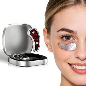 Under Eye Light Therapy Device,Portable Massager Patches,Beauty Device with Eye Massage for Relieve EyeBags,Fatigue, Dark Circles,Wrinkle,Red Light Therapy with Gel(Sliver) in Kuwait