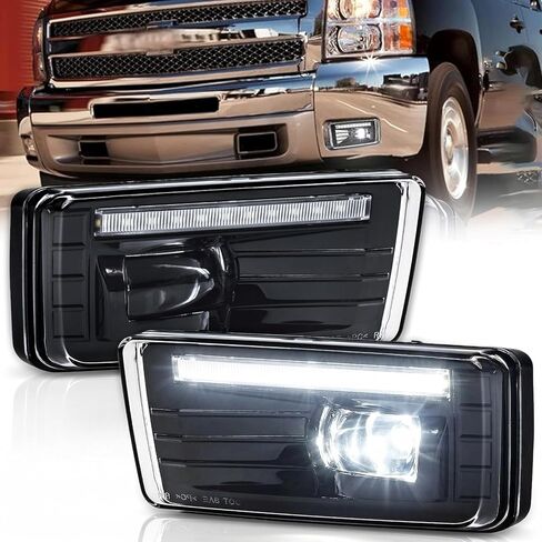 مصابيح ضباب مستطيلة من DRFG مع DRL متوافقة مع Chevy Silverado 1500/2500HD/3500HD 2007-2014/ Avalanche 2007-2011/ Suburban 2007-2014/ Tahoe 2007-2014 (مع حزمة الطرق الوعرة) مصباح ضباب للقيادة in Kuwait