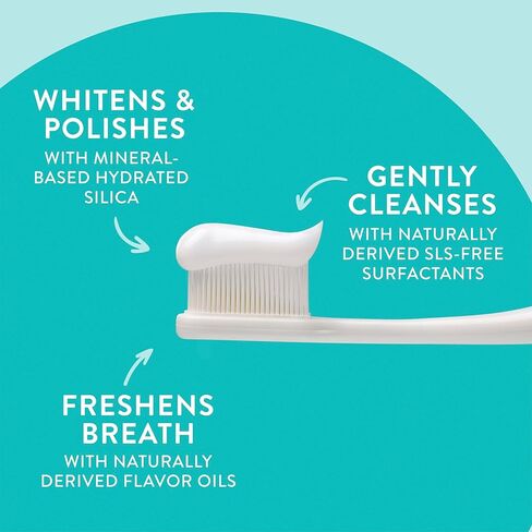 معجون أسنان أصلي خالٍ من الفلورايد، مبيض - للبالغين والأطفال بعمر 2+ للعناية بالفم - نكهة زيت النعناع البري والنعناع، ​​4.1 أونصة (عبوة من 3 قطع) in Kuwait
