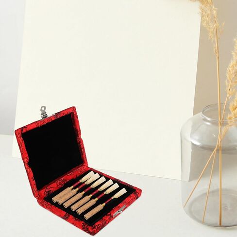 حافظة Luxshiny خفيفة الوزن مغطاة بقماش Oboe Reed مع حقيبة حريرية سعة 6 سعة منظم تخزين Oboe Reed وواقي أحمر in Kuwait