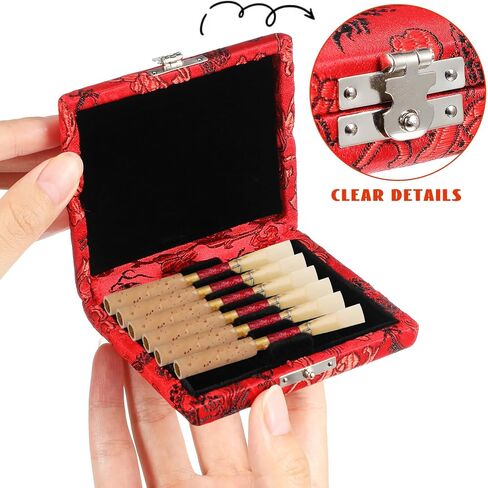 Lightweight Oboe Reed Case with Red Cloth Cover, 6 Capacity Oboe Reed Storage Box Organizer for Woodwind Instrument Protection and Travel in Saudi Arabia
